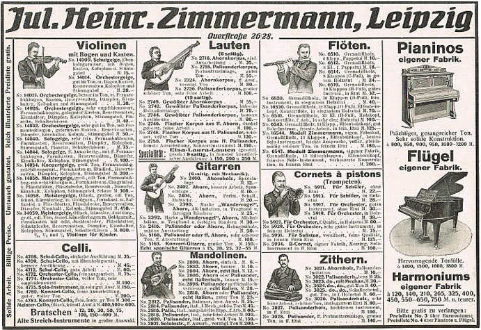 Рекламное объявление Ю. Г. Циммермана (Германия, 1913)